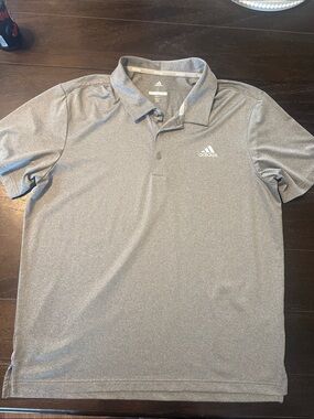 adidas Men's Heather Gray Polo with White Logo